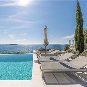 3 x 5 bedroom seafront villa with heated infinity pool near Rogoznica, sleeps 10